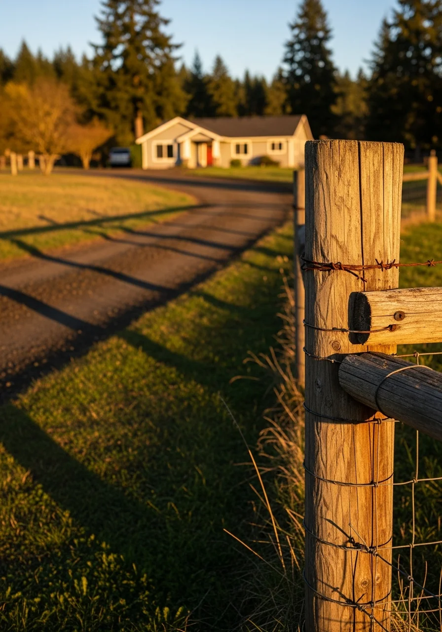 Jefferson homeowner and service professional on property with rural landscape visible.